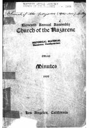 Eleventh Annual Assembly Church of the Nazarene Official Minutes 1906