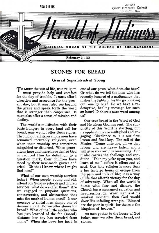 Title Page of Herald of Holiness - February 9, 1955