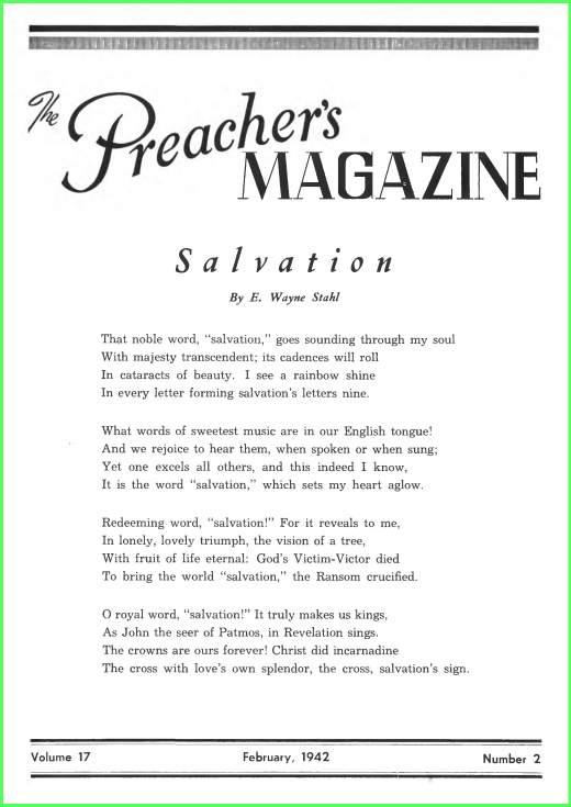 The cover of "The Preacher's Magazine"