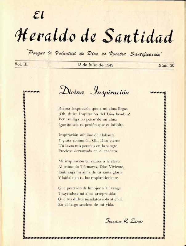 Divina inspiración, Francisco R. Zárate