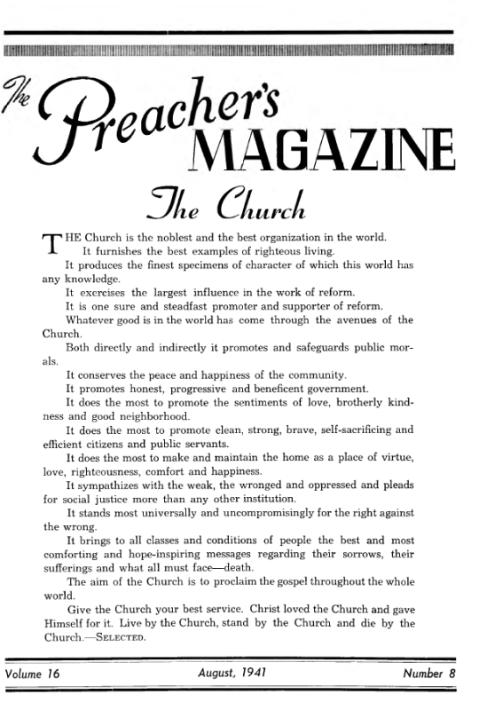 Title Page of Preacher's Magazine