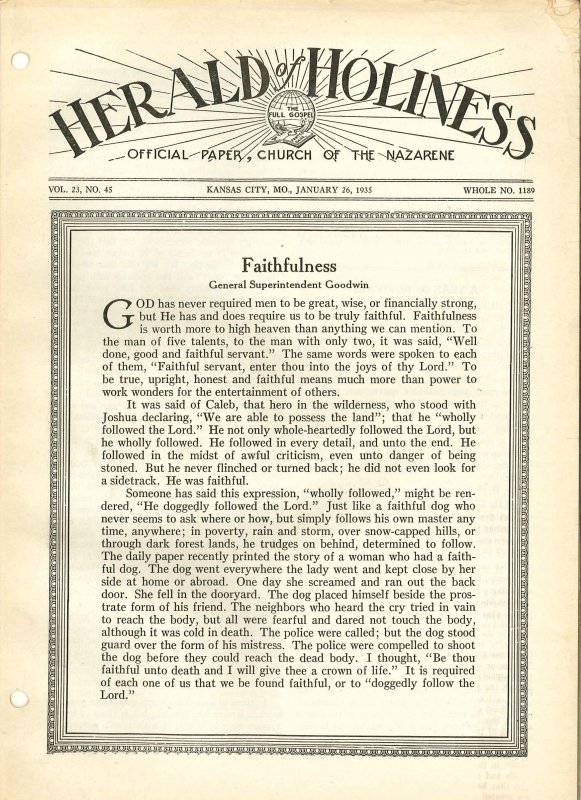 HERALD OF HOLINESS - January 26, 1935