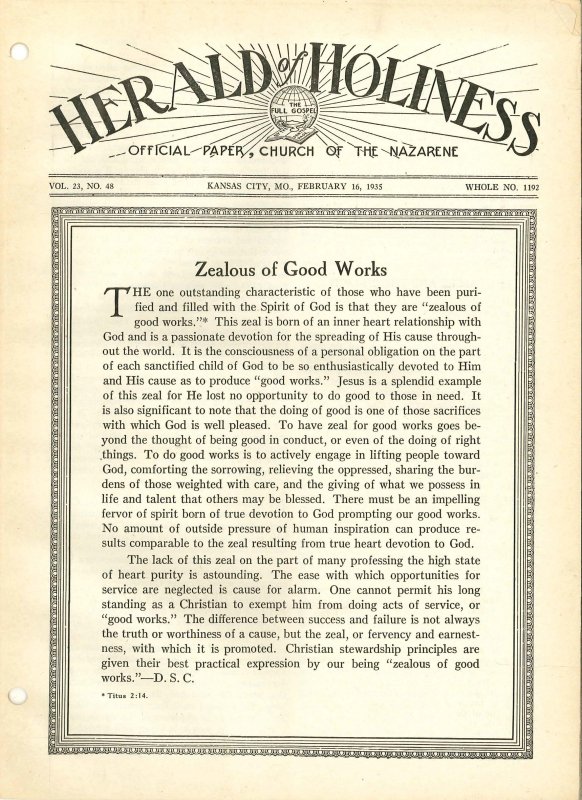 HERALD OF HOLINESS - February 16, 1935