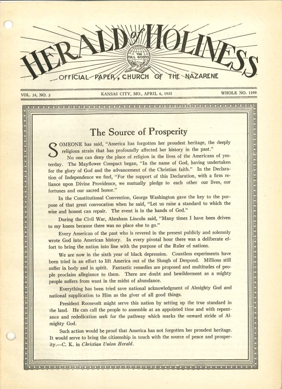 HERALD OF HOLINESS - April 6, 1935