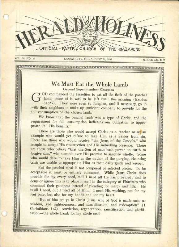 HERALD OF HOLINESS - August 31, 1935