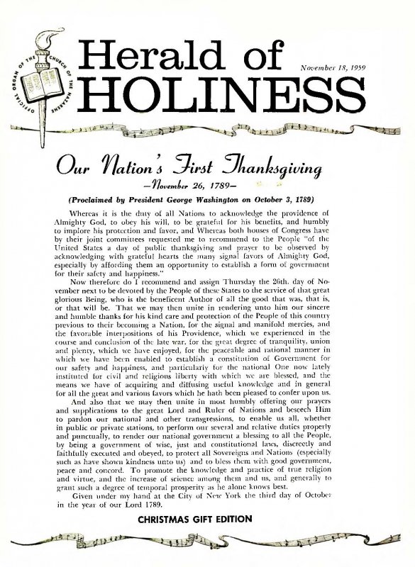 Herald of Holiness - November 18, 1959