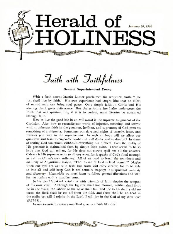 Herald of Holiness - January 20, 1960