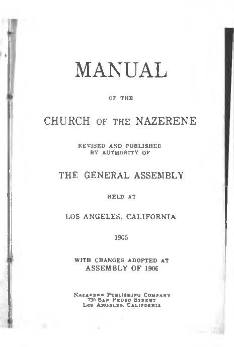 Manual of the Church of the Nazarene (Los Angeles) 1906 Update