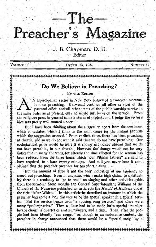 Preacher's Magazine December 1936